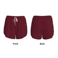 thumbnail image 3 of Susaid Maroon Print Women's High Waisted Running Shorts Quick Dry Athletic Gym Track Workout Shorts Zip Pocket-Small, 3 of 7