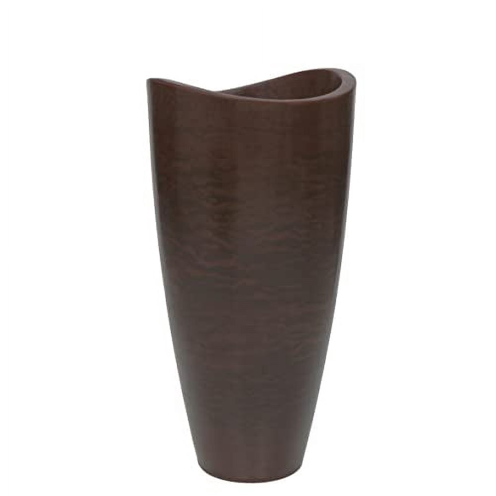 Ecobo 31.5 inches Eco-Friendly Round Pot Planter Onda Indoor/Outdoor use, Durable, Versatile & Lightweight, Designed by Brazilian Artisans, Contemporary All-Weather Design –Brown