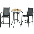 thumbnail image 2 of Costway 3 PCS Outdoor Patio Bar Table Stool Set Height Tempered Glass Top, 2 of 10