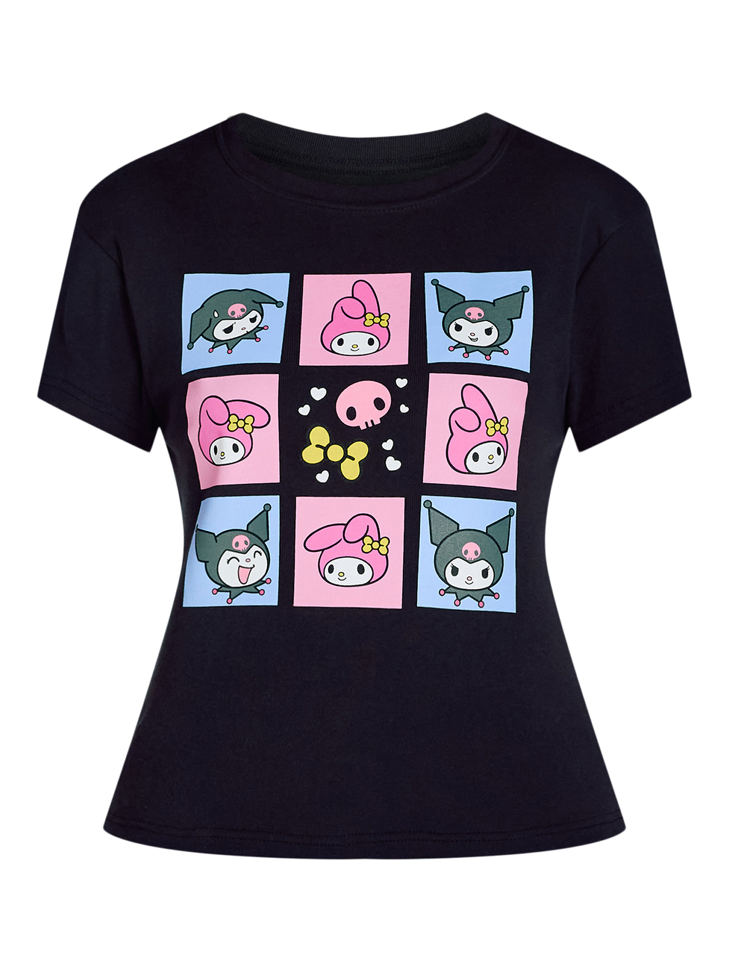My Melody and Kuromi Women’s Cotton Graphic Tee with Short Sleeves, Sizes XS-XL