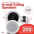 thumbnail image 3 of Pyle PDIC1661RD 6.5" 200 Watt In Ceiling/Wall 2 Way Speaker System Pair (3 Pk), 3 of 11