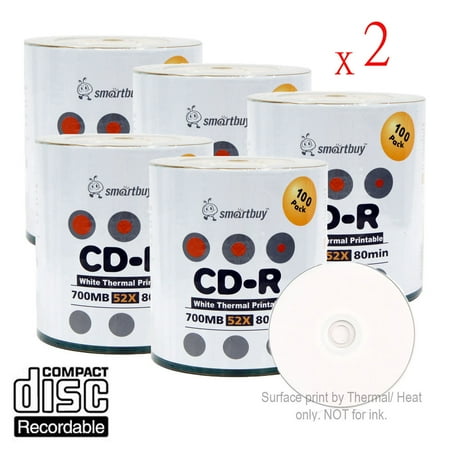 1000 Disc Wheel Hub Adapter 1000 Pack Smartbuy 52X CD-R 700MB 80Min White Thermal Hub Printable Data Blank Media Recordable Disc ()