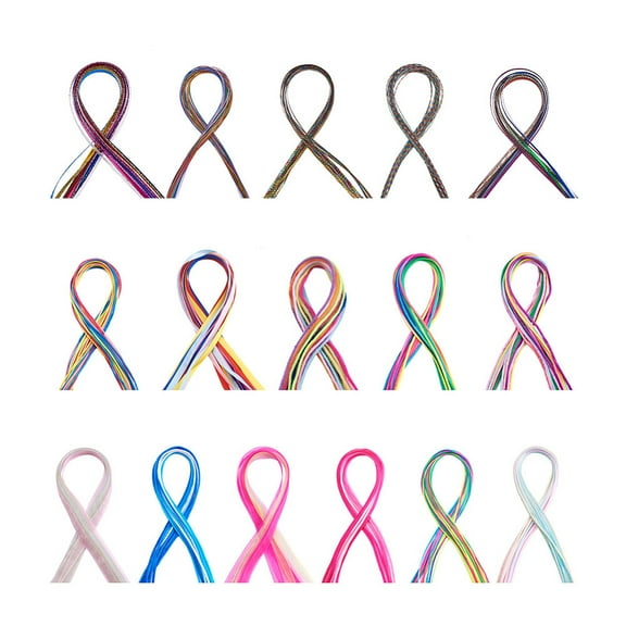 1 set Kissitty 16 Bags 16 style Metallic/Polyester/Organza/Yarn Cords Cords Hair Braiding String for Braids Dreadlocks DIY Colorful Styling Hair Braiding Mixed color 1bag/style