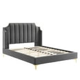 thumbnail image 3 of Modway Daniella Performance Velvet Queen Platform Bed in Gray, 3 of 8