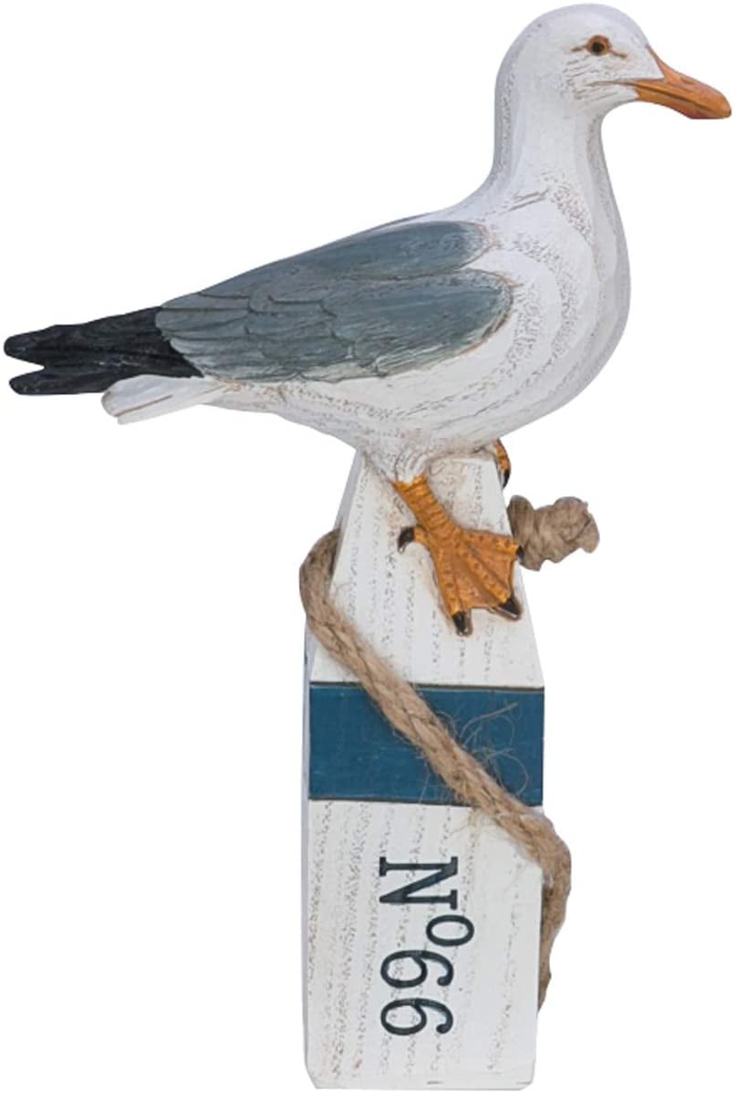 Beachcombers Seagull Perched on Blue and White Buoy Tabletop Figurine 11 Inches 