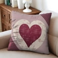 thumbnail image 6 of Valentine's Day Purple Red Love Heart Stripes Pillowcase,Rustic Romantic Throw Pillow Covers 18 X 18 Inch, Set Of 4, Linen Study Sofa Cushion Cover Indoor Living Room Home Decor, 6 of 7