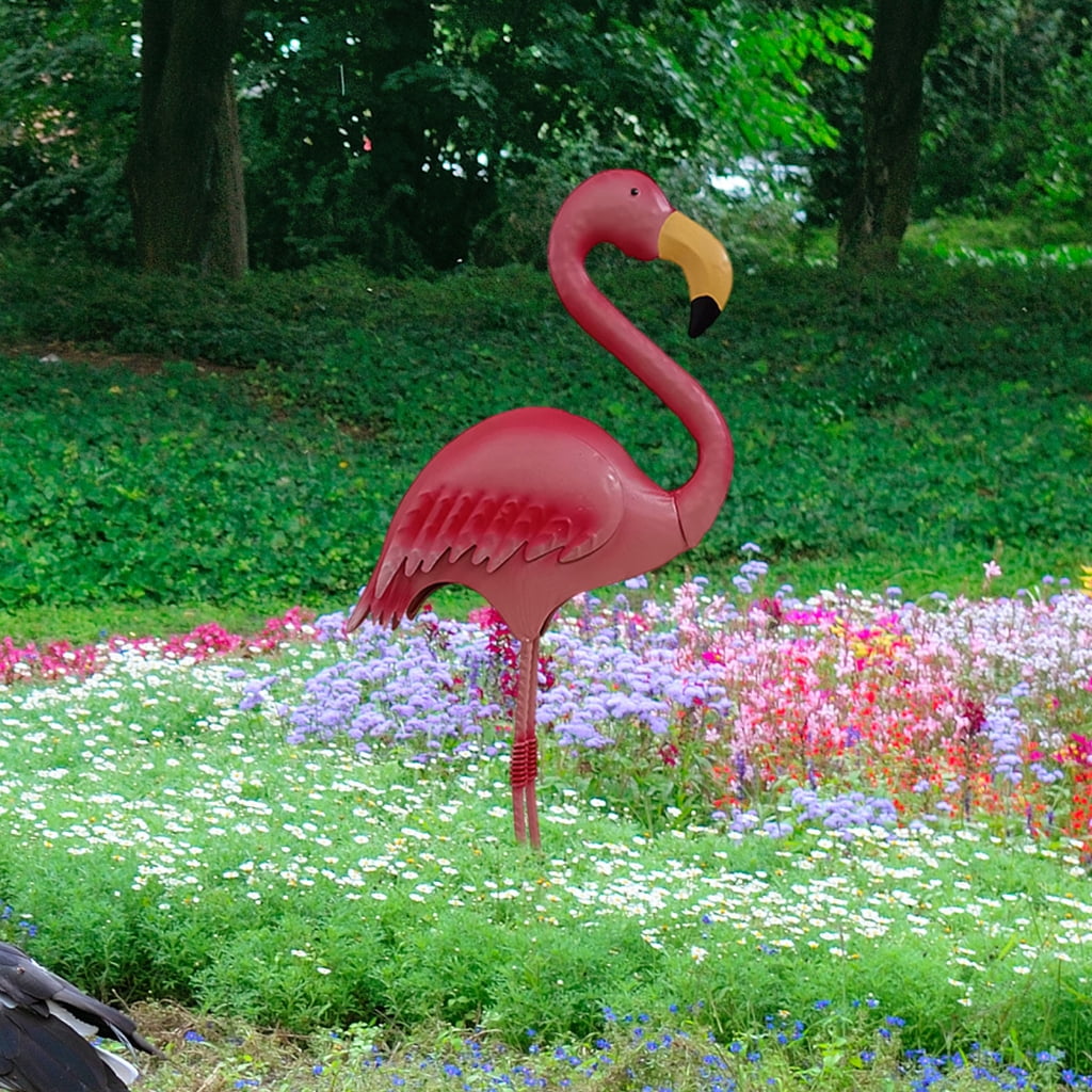 SDFGTstore Elegant Iron Flamingo Sculpture Statue For Outdoor Garden Yard Art Decoration