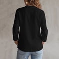 thumbnail image 6 of VBVC Women's Cotton Linen Henley Shirt , V-Neck Standing Collar Blouses For Women , Ladies' Long Sleeve Tops with Pockets,Black,S-2XL, 6 of 10