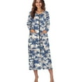 thumbnail image 4 of FOR U DESIGNS Palm Tree Pattern House Dresses for Woman Zip Up House Dresses for Older Women, Breathable Long Sleeve Duster Robe Sleep Dress with Pockets, L, 4 of 8