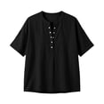 thumbnail image 6 of GUACER Tops for Women Button Down Short Sleeve Henley Shirt, Summer Loose Fit Casual Blouse, 6 of 6