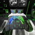 thumbnail image 2 of Erosebridal Gamer Bedding King Size, Gradient Green Blue Checkered Comforter Sets with Sheets, Video Game Room Decorative, Reversible 7-Piece, 2 of 5