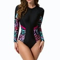 thumbnail image 4 of WAYUTE Womens Swimsuits One Piece Swimsuits Long Sleeve Bathing Suit Rash Guard Shirts Surfing Athletic Sporty Swimwear, 4 of 8