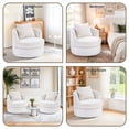 thumbnail image 5 of Ebello Swivel Accent Chair, 360° Round Swivel Barrel Chair with Pillow, Widened Upholstered, Lamb Wool Fabric Detachable Cushion for Living Room, White, 5 of 10