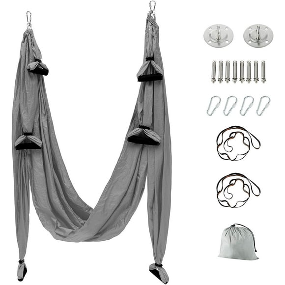 PinesC Aerial Yoga Flying Yoga Swing Yoga Hammock Trapeze Sling Inversion Tool for Gym Home Fitness Grey