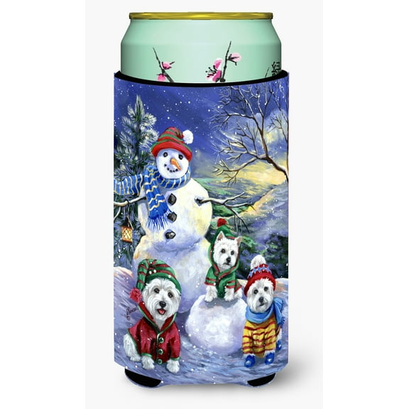 Carolines Treasures Westie Holiay Snowballs Tall Boy Hugger Tall Boy multicolor