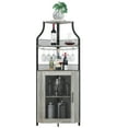thumbnail image 4 of Aoile Corner Wine Cabinet with LED Lights - 5-Tier Industrial Bar Cabinet with Barn Door & Glass Rack, Farmhouse Style, 4 of 7