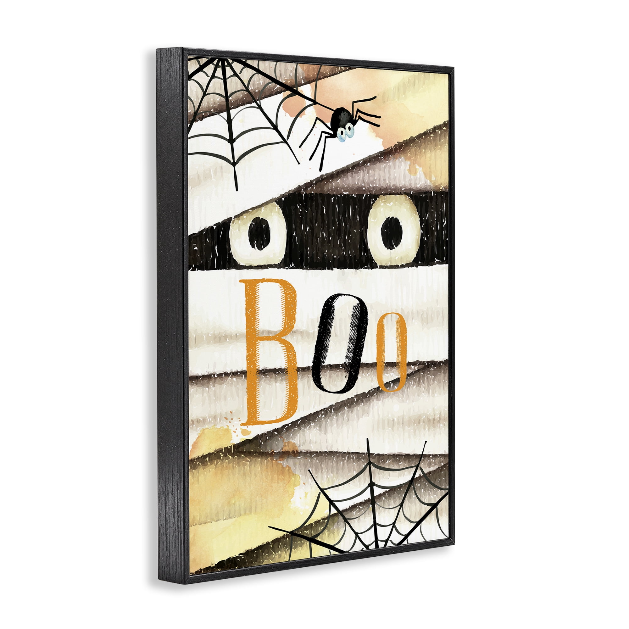 Stupell Industries Spooky Peeking Eyes Typography Painting Black Framed Art Print Wall Art, 12 x 18