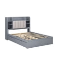 thumbnail image 5 of Multi-functional Full Size Bed Frame with 4 Under-bed Portable Storage Drawers and Multi-tier Bedside Storage Shelves, Grey, 5 of 7