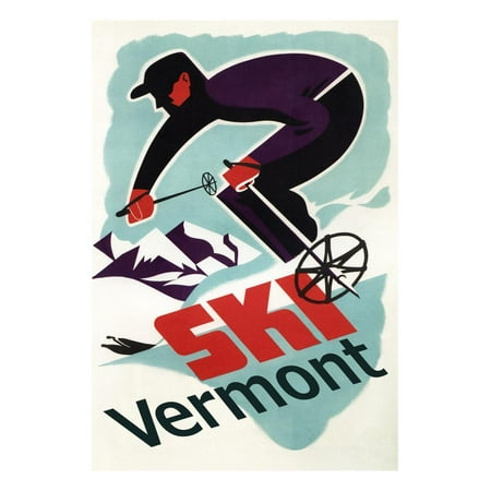 Ski Vermont - Retro Skier Print Wall Art By Lantern