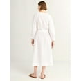 thumbnail image 2 of Free Assembly Women's Gathered Neck Cotton Maxi Dress with Long Sleeves, XS-XXXL, 2 of 3