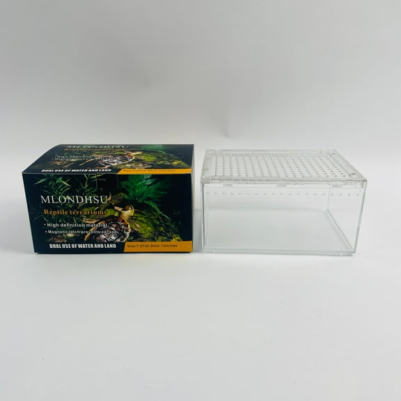 MLONDHSU Reptile Terrariums, 7.87 x 5.9 x 4.13 inch Clear Reptile Terrarium