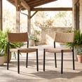 thumbnail image 2 of JOIVI 2-Piece Stackable Outdoor Patio Chairs Set, Hand-Woven PE Rattan Wicker Dining Chairs, No Assembly, Space-Saving for Patio & Balcony, 2 of 7