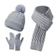 thumbnail image 2 of Set de guantes de bufanda para sombrero de invierno de mujer - Gorro de punto de 3 piezas, bufanda larga y guantes de pantalla táctil - Negro, blanco, gris, rosa beige, 2 of 6