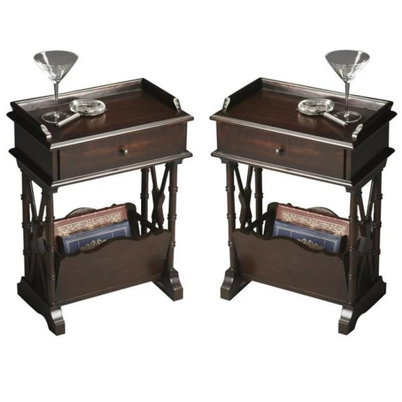 Home Square Martini Table in Rubbed Black - Set of 2