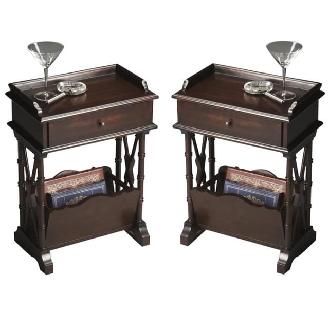 Home Square Table Martini en Noir Frotté - Ensemble de 2