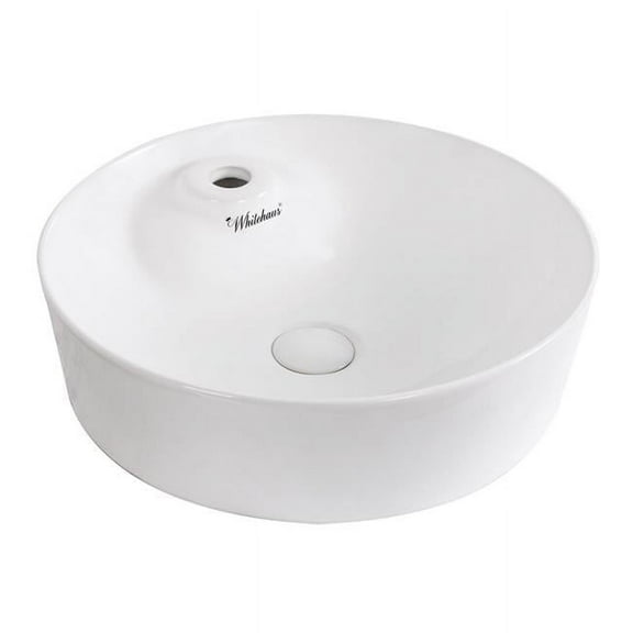 Isabella Plus Collection Round Above Mount Basin with Single Faucet Hole and Center Drain - White