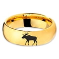 thumbnail image 2 of Tungsten Elk Moose Walking Band Ring 7mm Men Women Comfort Fit 18k Yellow Gold Dome Polished, 2 of 4