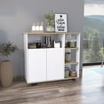 thumbnail image 2 of HQZX Kitchen Rolling Island Cart on Wheels, 4 Open Shelves, 2 Door Cabinet - Multi color, 2 of 7