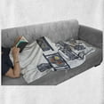 thumbnail image 6 of Modern Soft Flannel Fleece Throw Blanket, Recording Studio Music Devices Turntable Records Speakers Digital Illustration, Cozy Plush for Indoor and Outdoor Use, 50" x 70", Cadet Blue, by Ambesonne, 6 of 6