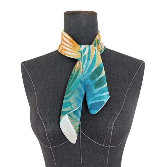 Square Scarf 24x24 Inch Sunset Tropical Leaf Design Silky Satin Sun Protection Neck Scarf for Women Multi-Purpose Head Wrap Bandana for Hair Bag Decoration