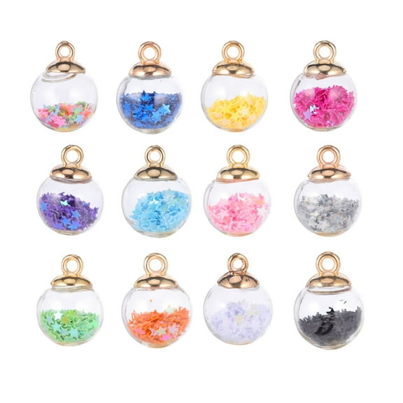OATIPHO 34pcs Clear Glass Spheres Blown Glass Design DIY Jewelry Making for Family