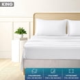 thumbnail image 2 of King Size 4 Piece Sheet Set - Brushed Microfiber - Soft Bed Sheets for King Size Bed - Includes 1 Fitted, 1 Flat, & 2 Pillow Cases - Deep Pocket White, 2 of 5