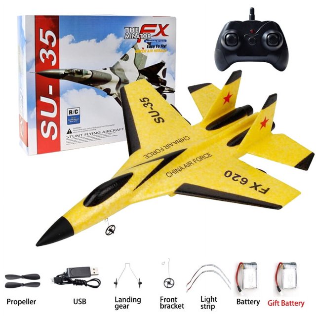 Avión de Combate de Espuma Teledirigido, Aeronave por Radiocontrol, Juguetes para Niños, Planeador 2.4G SU-35
