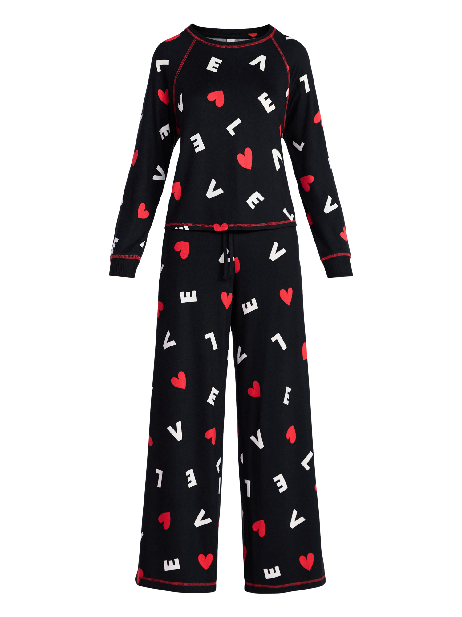 Joyspun Women's Cozy Lounge Collection Hacci Long Sleeve Top and Pants Pajama Set, 2-Piece, Sizes XS-3X