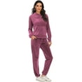 thumbnail image 3 of LELINTA Velour Tracksuit for Women Outfit Hoodie and Pants Tracksuit Yoga Running Sport Sweatsuit Jogger Set, Black/ Blue/ Red/ Purple, S-2XL, 3 of 6