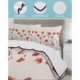 thumbnail image 4 of Quilts Twin XL Size, Red Yellow Spring Floral Soft Comforter Bedding Set for Bed, Modern Abstract Art Lightweight Quilted Bedspread with Pillow Cover(2 Pieces) for All Season, 68x98 Inch, 4 of 6