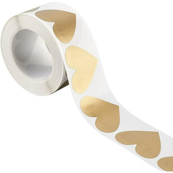 1 Roll 300 pcs Heart Scratch Off Stickers Labels 3.5mm Golden Scratch Sticker for DIY Scratch-Off Cards Film Password Sticker Scraping Award Card for Raffles Wedding Fun Games Brown