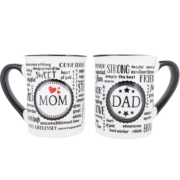 Cottage Creek 16 oz Ceramic Mom and Dad Mugs, Set of 2