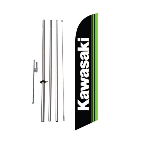Custom Kawasaki NEW 15ft Feather Banner Swooper Flag Kit with pole & spike