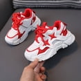 thumbnail image 2 of CAUYDY Boys Kids Black Mesh Athletic Running Shoes Lightweight Non Slip Lace Up Dad Sneakers for School Playground and Casual Wear(L101-Red,8), 2 of 9