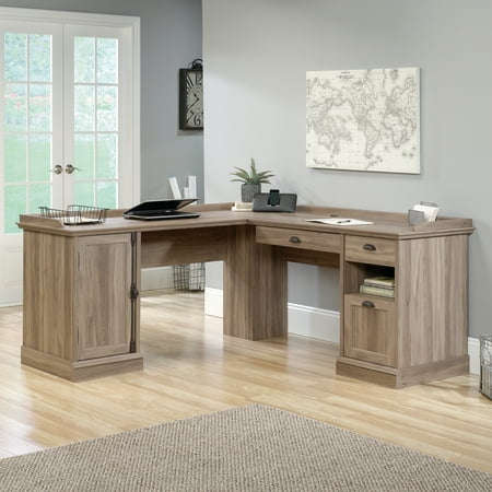 UPC: 0042666005173 | Sauder Barrister Lane L-Desk  Salt Oak Finish