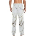 thumbnail image 4 of Men's Pajama Pants White and Gold Marble Cotton Long Sleepwear Lounge Pants S, 4 of 7