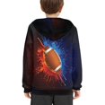 thumbnail image 4 of Xoenoiee Splatter Watercolor Football Pattern Kids Hoodies Hooded Sweatshirt Long Sleeve Pullover Tops with Front Kangaroo Pocket Fall Winter Sportwear for Travel Walk Party, XL, 4 of 7