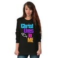 thumbnail image 4 of Christ Lives in Me Christian Faith Women's Long Sleeve T Shirt Brisco Brands S, 4 of 6