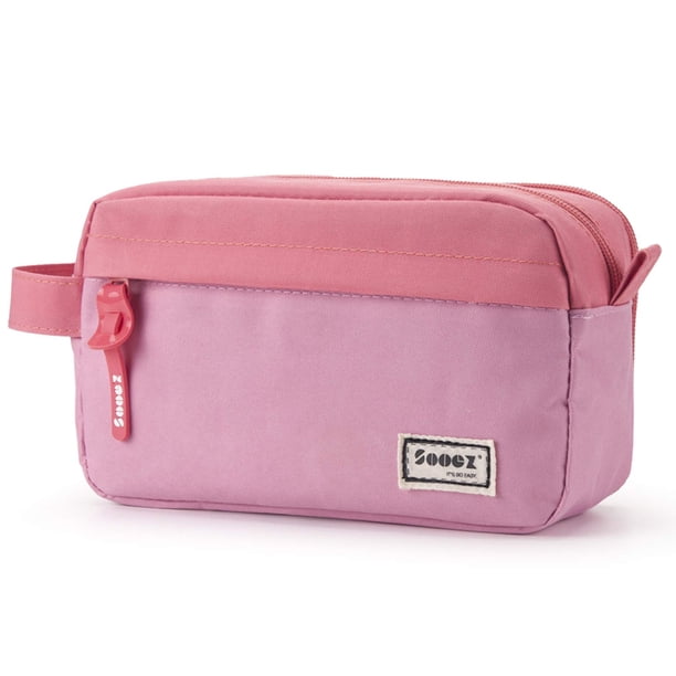 Sooez Estuche para lápices de alta capacidad, estuche grande para lápices, estuche organizador, estuche para bolígrafos, suministros portátiles para diario con asa de fácil agarre y bucle, suministro