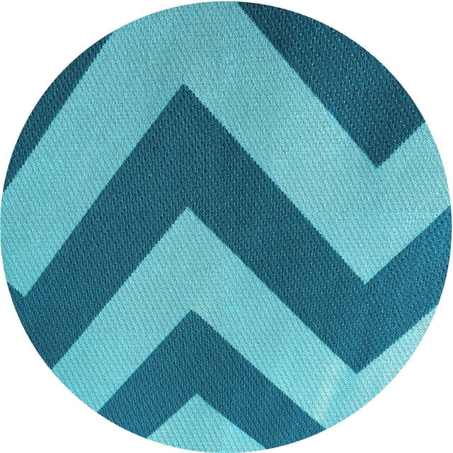 Ahgly Company Tapis Rond Lavable en Machine Intérieur Transitionnel Vert Cyan Foncé, 3 Pieds Rond